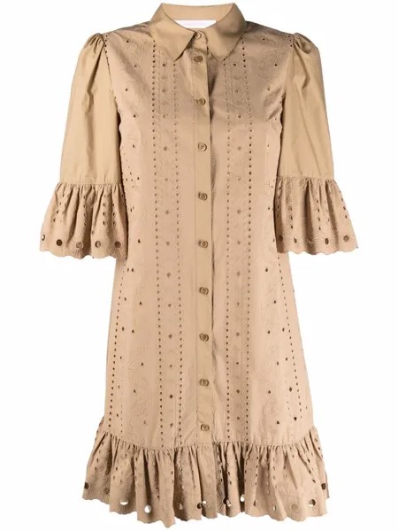 See by Chloé платье-рубашка с английской вышивкой