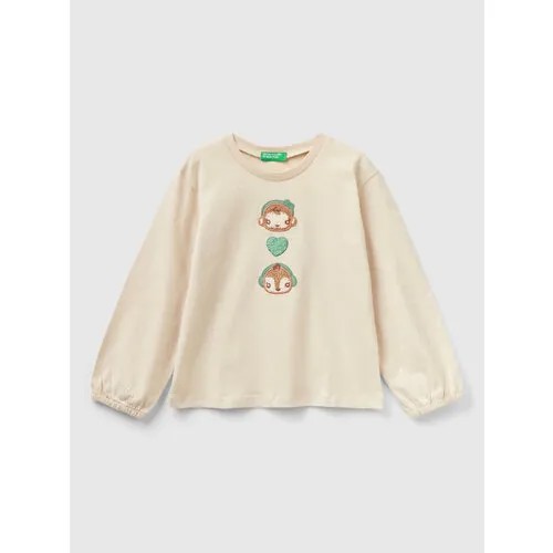 Лонгслив UNITED COLORS OF BENETTON, размер 110 (XS), бежевый