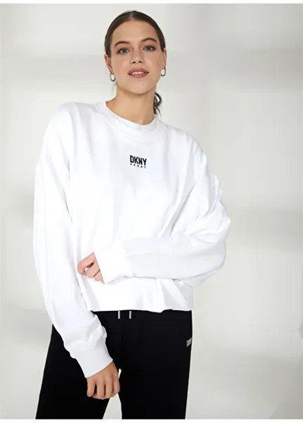 Простая белая женская футболка с круглым вырезом Dkny Jeans