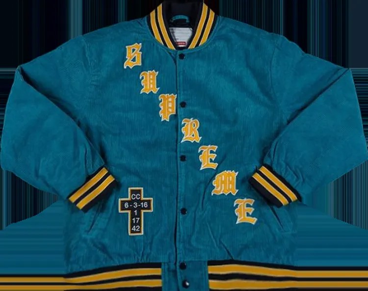 Куртка Supreme Old English Corduroy Varsity Jacket 'Blue', синий