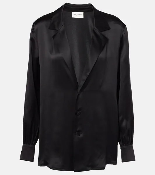 Атласная рубашка Saint Laurent, черный