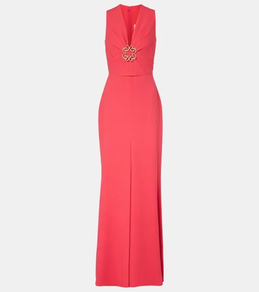 Платье из кади со сборками и отделкой Elie Saab, цвет loulou magenta
