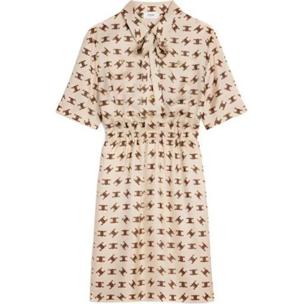 Платье с короткими рукавами женское коричневое Celine