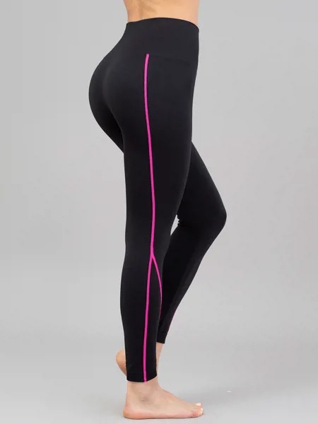 Спортивные леггинсы женских Giulia LEGGINGS NEON STRIPE 01 черных L/XL