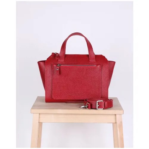 Женская сумка тоут из натуральной кожи красная A018 ruby mini grain