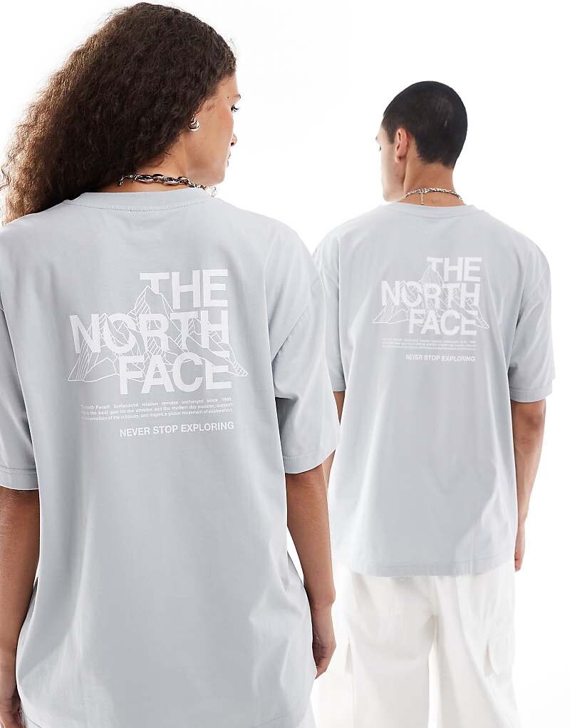 Футболка Oversize The North Face – Mountain Sketch– Grau mit R cckenprint