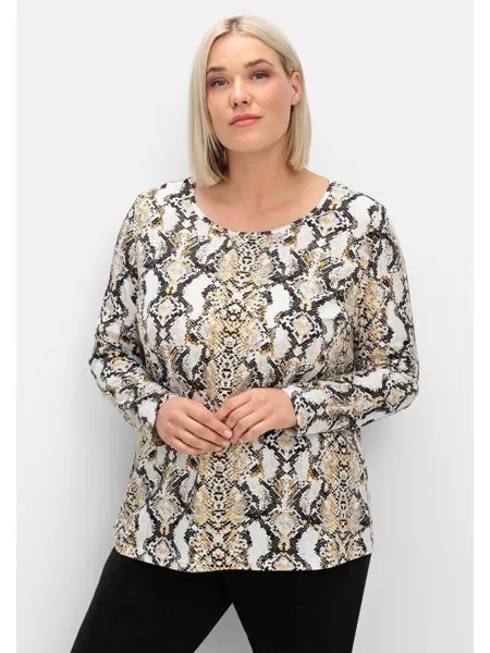 Футболка sheego Langarmshirt, цвет beigefarben gemustert