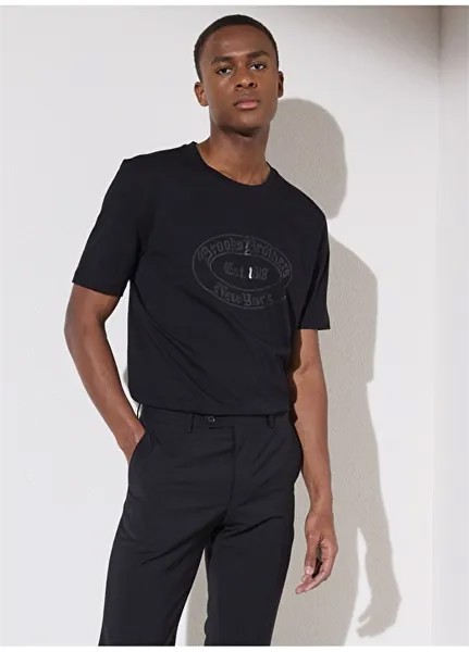 Черная мужская футболка с круглым вырезом Brooks Brothers