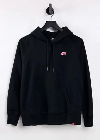 Худи черного цвета с маленьким логотипом New Balance-Черный цвет
