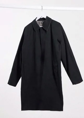 Двустороннее легкое пальто с узором в клетку ASOS DESIGN-Черный цвет