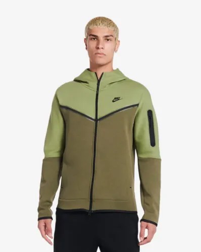 Худи Nike Sportswear Alligator/Medium Olive/Black Tech Fleece с молнией во всю длину