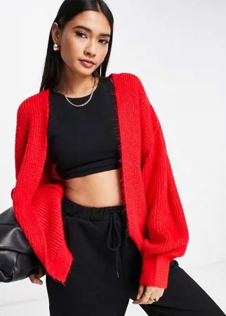 Красный свободный кардиган без застежки ASOS DESIGN