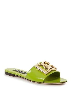 Женские зеленые кожаные шлепанцы с круглым носком DOLCE - GABBANA Cq0455 36