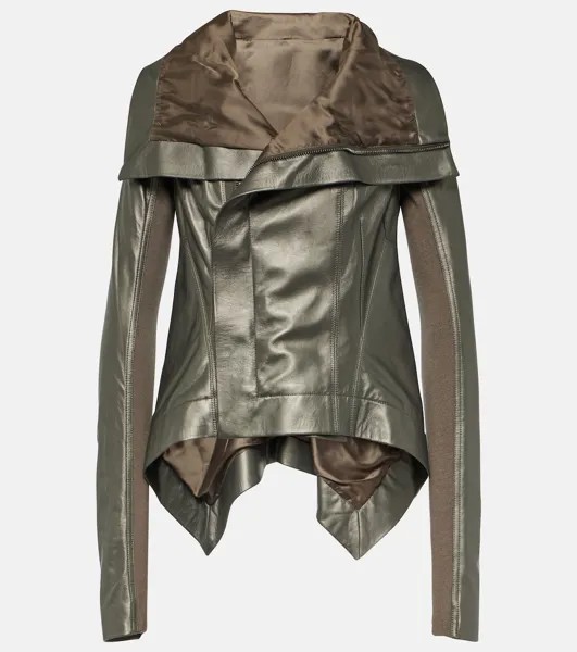 Байкерская куртка из кожи металлик Rick Owens, серый