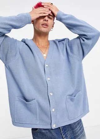 Голубой кардиган из хлопка средней плотности ASOS DESIGN