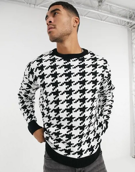 Джемпер с узором «гусиная лапка» Topman-Черный