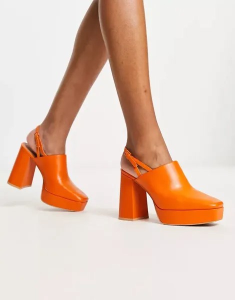 Оранжевые кожаные туфли на высоком каблуке и платформе & Other Stories
