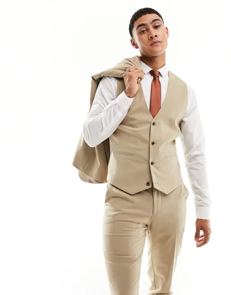 Жилет Asos Design Skinny Suit, светло-бежевый