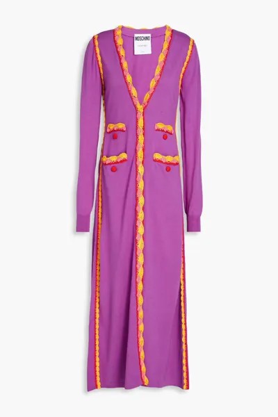 Платье миди из шерсти с отделкой крючком Moschino, фиолетовый