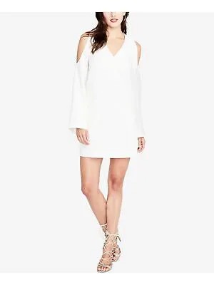 Женское коктейльное платье RACHEL ROY белого цвета с расклешенными рукавами выше колена Размер: S