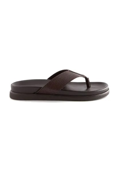 Сандалии EMBOSSED LEATHER TOE POST SANDALS Next, цвет brown