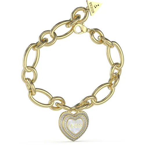 Браслет-цепочка GUESS, 1 шт., размер S, золотистый, белый