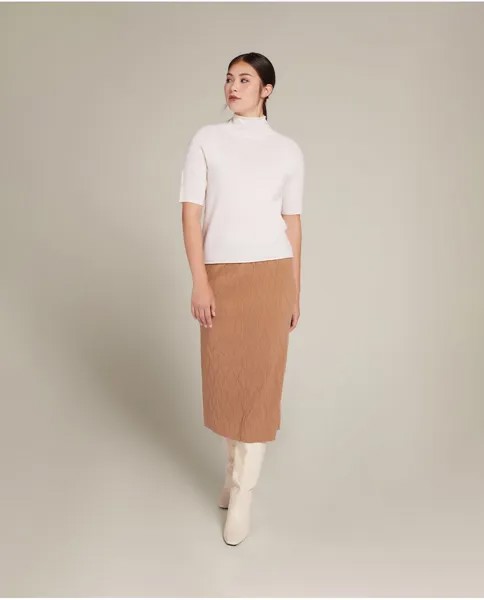 Трикотажная юбка с геометрическим тиснением Elena Mirò, коричневый