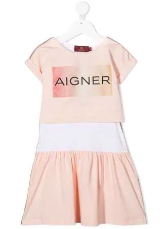 Aigner Kids платье с короткими рукавами и логотипом