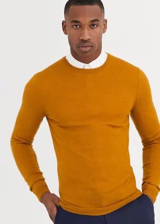 Облегающий джемпер горчичного цвета из мериносовой шерсти ASOS DESIGN-Желтый