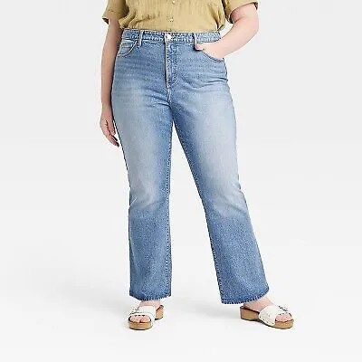 Женские джинсы большого размера с высокой посадкой в винтажном стиле Bootcut - универсальная резьба индиго 18W