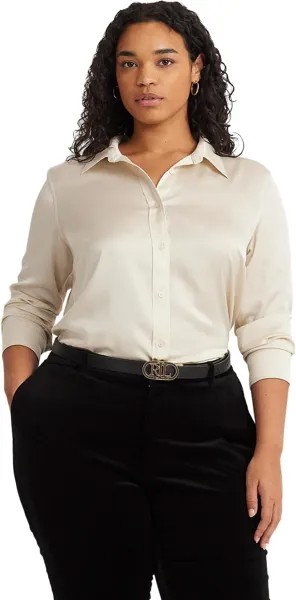 Рубашка LAUREN Ralph Lauren Plus-Size Satin Charmeuse Shirt, цвет Mascarpone Cream