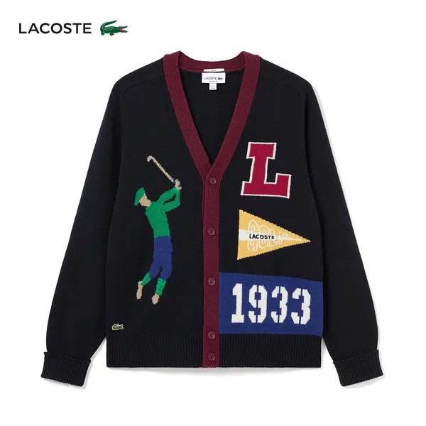 Кардиган унисекс Lacoste шерстяной, темно - синий