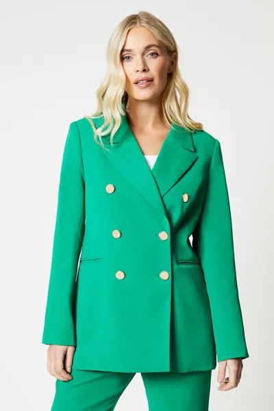 Двубортный удлиненный пиджак Petite Premium Wallis, зеленый