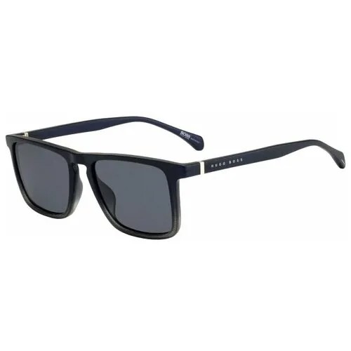 Солнцезащитные очки BOSS, прямоугольные, оправа: пластик, поляризационные, с защитой от УФ, для мужчин, черный