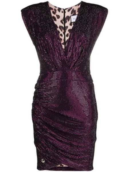 Philipp Plein платье мини с кристаллами, фиолетовый