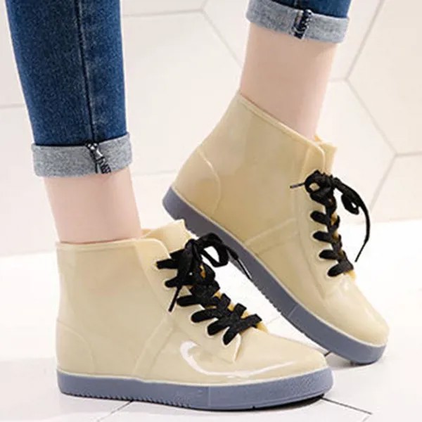Женская короткая трубка Корейская версия Нескользящая мода Водонепроницаемая обувь Дождевые сапоги Дождевые сапоги Обувь
