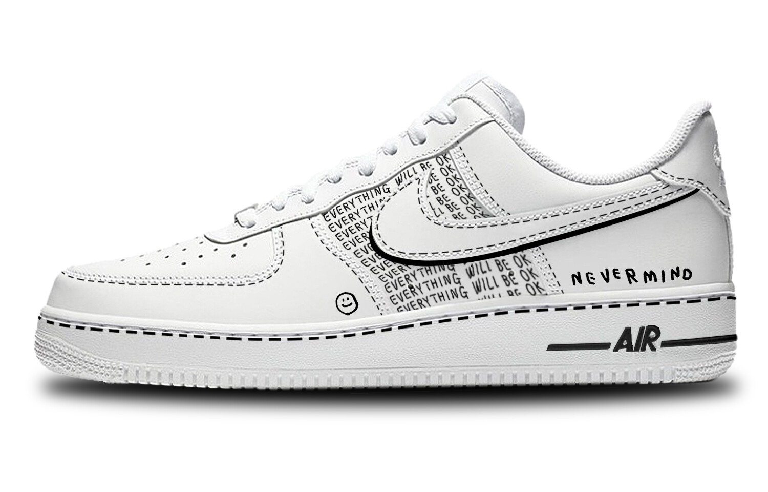 Кроссовки Nike Air Force 1 Skateboarding Shoes Unisex Low-top Black, черный/белый