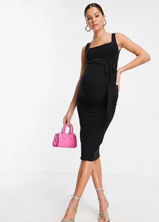 Черное облегающее платье макси с квадратным вырезом Missguided Maternity-Черный цвет
