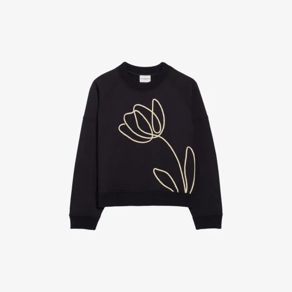 Хлопковая толстовка с цветочной вышивкой Claudie Pierlot, цвет bleus