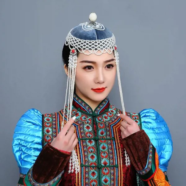 Новинка 2023, Монгольская шляпа, Женская этническая этикетка, высокая шляпа