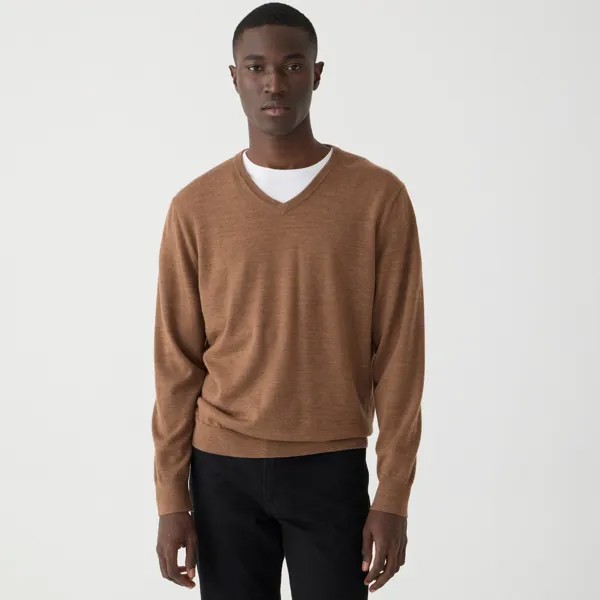 Свитер с V-образным вырезом из мериносовой шерсти J.Crew, коричневый