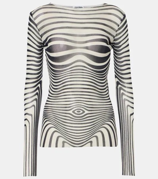 Сетчатый топ Body Morphing Navy Blue Jean Paul Gaultier, цвет ecreu/navy