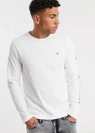 Белый лонгслив с логотипом Tommy Hilfiger