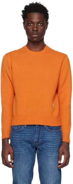 Оранжевый свитер с вышивкой Sporty & Rich