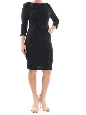Женское коктейльное платье черного цвета с рукавом 3/4 выше колена ST JOHN 4