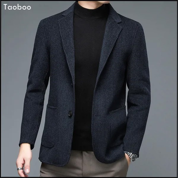 Роскошный Классический Клетчатый Мужской Блейзер Taoboo 2022 в винтажном стиле приталенный деловой Повседневный шерстяной однотонный джентльменский костюм для мужчин