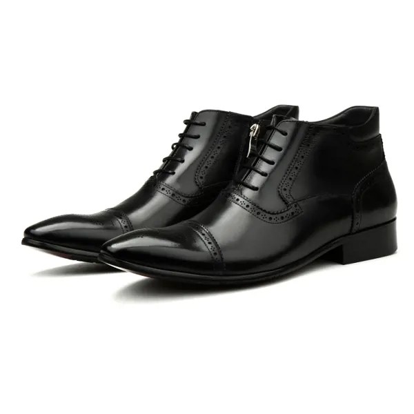 Черные мужские ботильоны из натуральной кожи, большие размеры, европейский размер 46, зимние ботинки-оксфорды