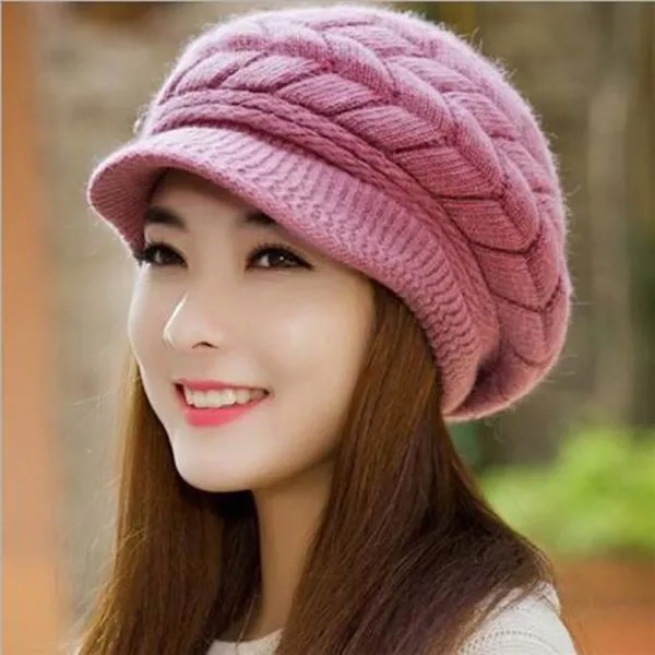 Зимние женщин шляпа Вязаная шляпа женские мягкие высокой упругой сплошной цвет теплую шапку Beanies головных уборов девушка крышка