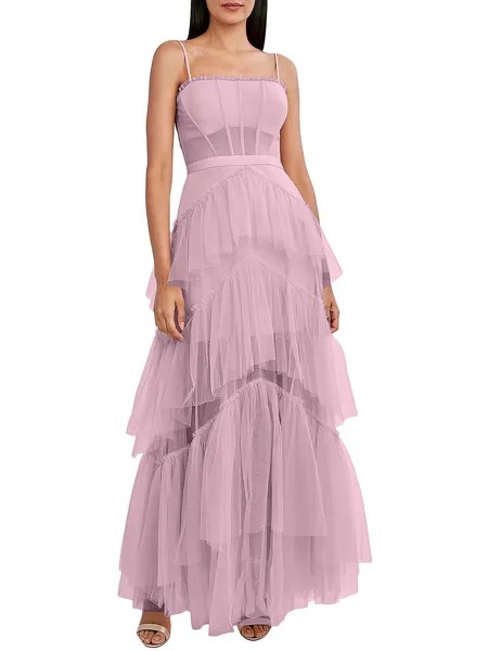 Женское многоярусное вечернее платье с иллюзией BCBGMAXAZRIA, цвет Pink Rose
