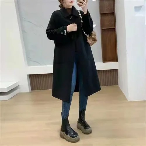 Двубортное шерстяное пальто, женское кашемировое пальто, женские тренчи, пальто, куртки, корейское модное шерстяное пальто для женщин, Casacos ...